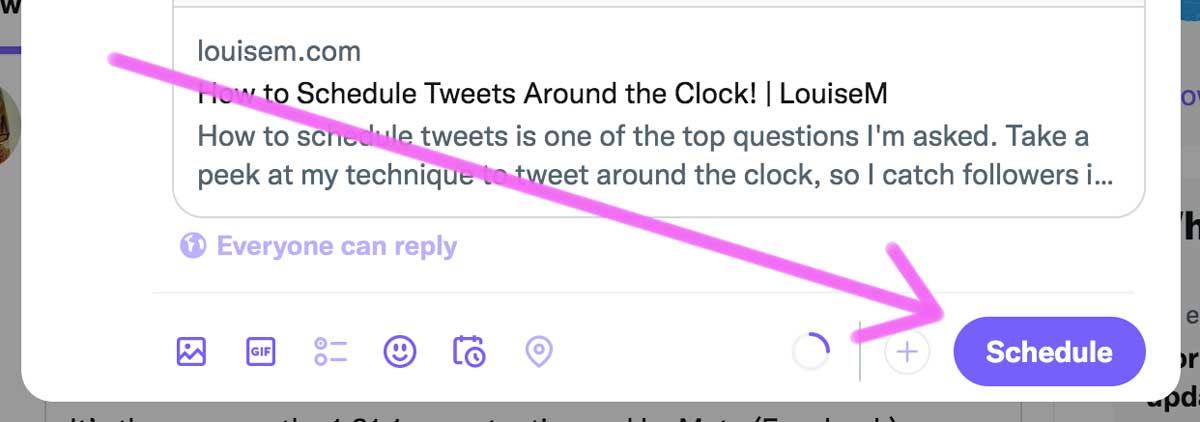 screenshot of twitter showing the final schedule button.