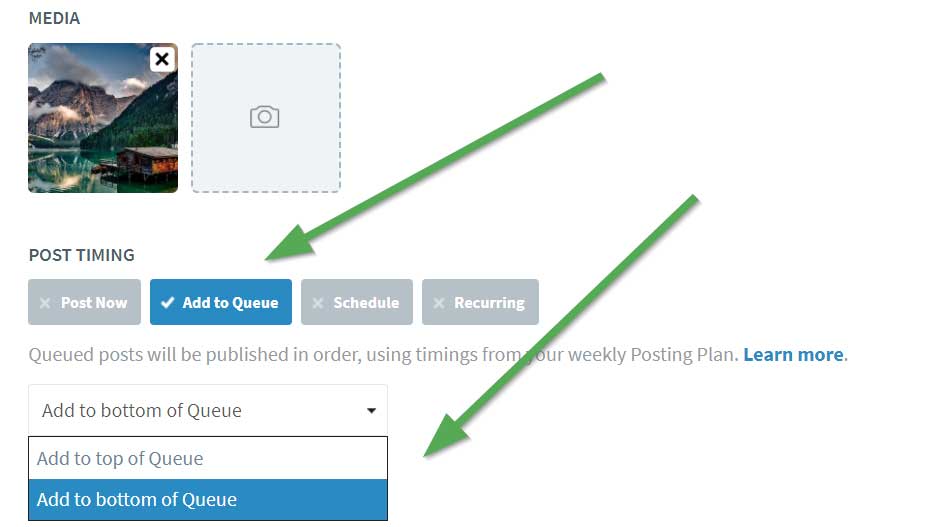 add a tweet to the top or bottom of your smart queue.