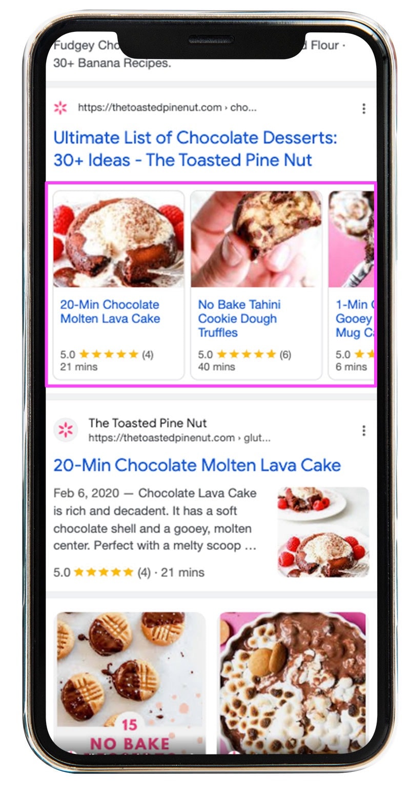 Screenshot of ItemList schema output in the mobile search results for a roundup post.