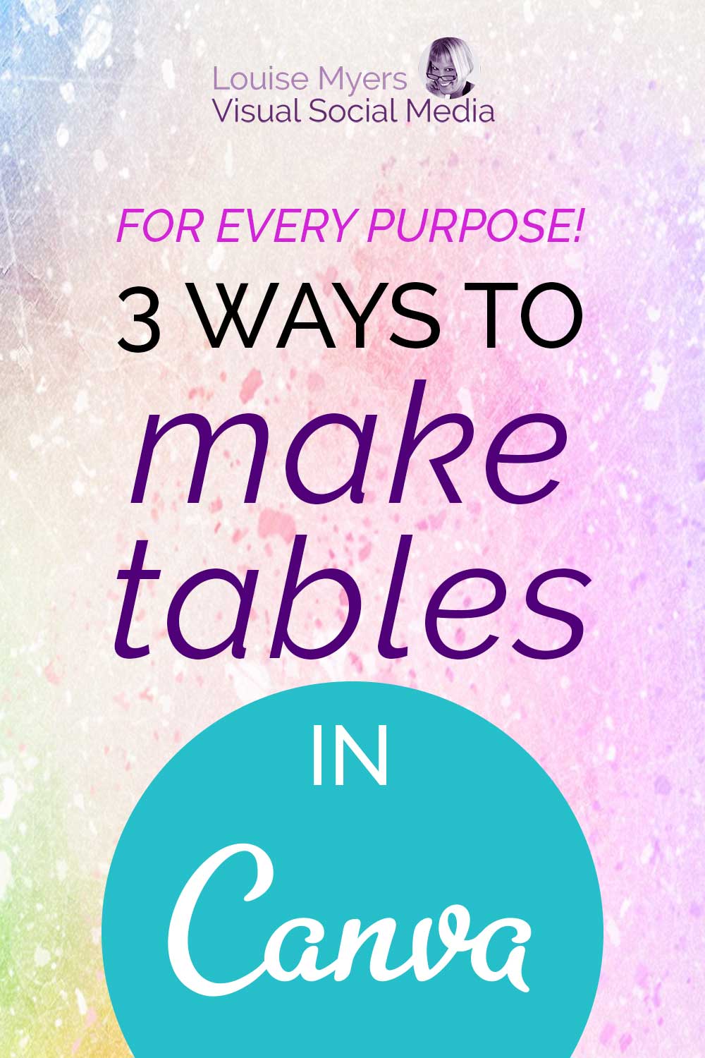 3 ways to make tables in canva text on pastel watercolor background.