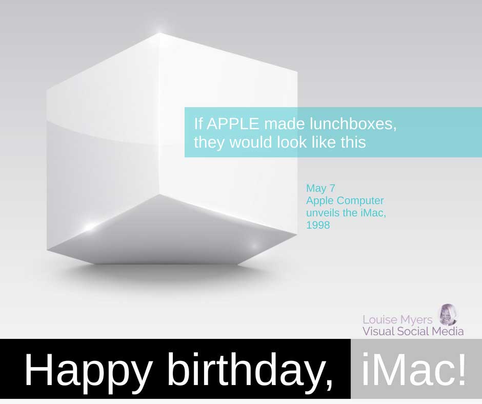 minimalist white cube says happy birthday imac.