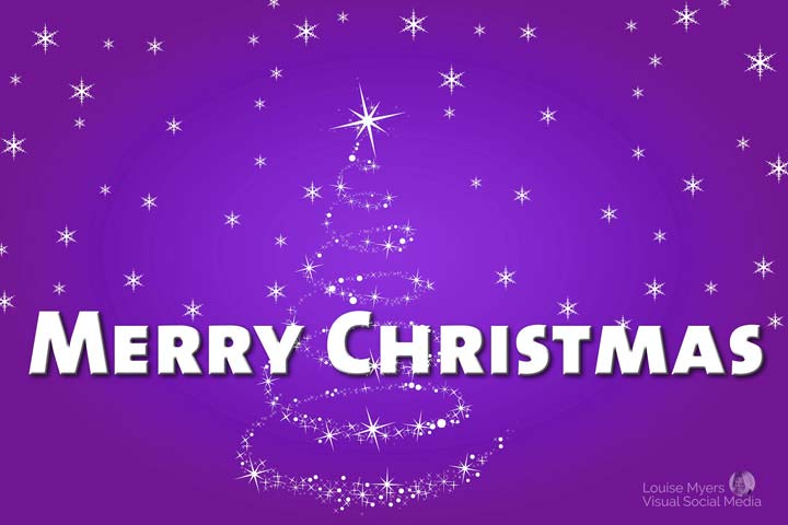 merry christmas words on purple tree background.