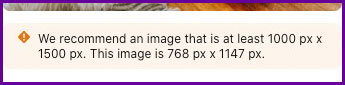pin size warning screenshot.