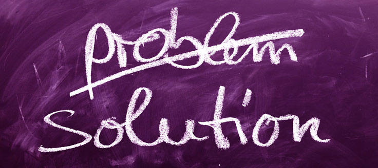 social media marketing problem solutions words on chalkboard