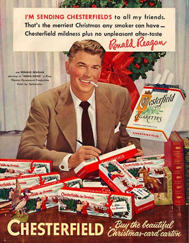 ronald reagan vintage christmas ad chesterfields.
