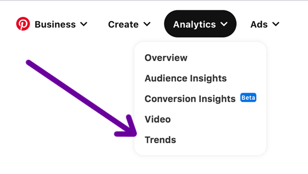 how to open pinterest trends tool.