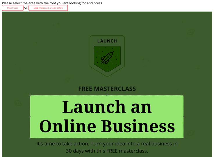 Cropping the font sample is fast and easy