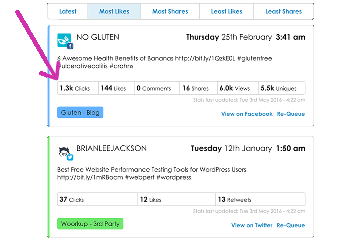 re-use your own previously-posted content sorted by engagement.