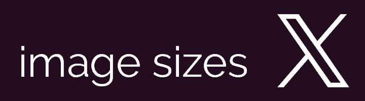 black banner with x logo says image sizes in text.