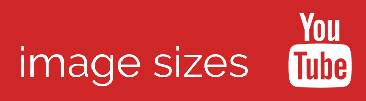 red YouTube image sizes banner with YT logo.